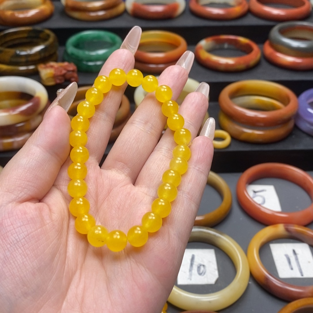 石英质玉（黄龙玉）手串未镶嵌