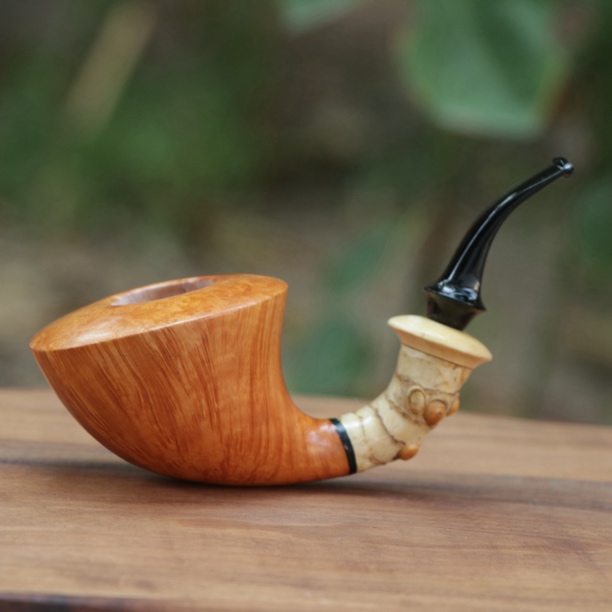 意大利石楠木手工烟斗号角竹节黄杨木饰圈3MM烟道