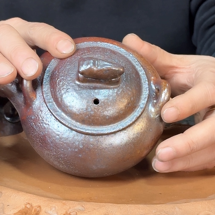 紫砂柴烧提梁壶壶