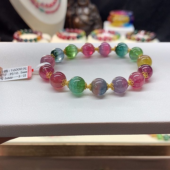 西瓜碧玺手链未镶嵌西瓜手串10.5mm