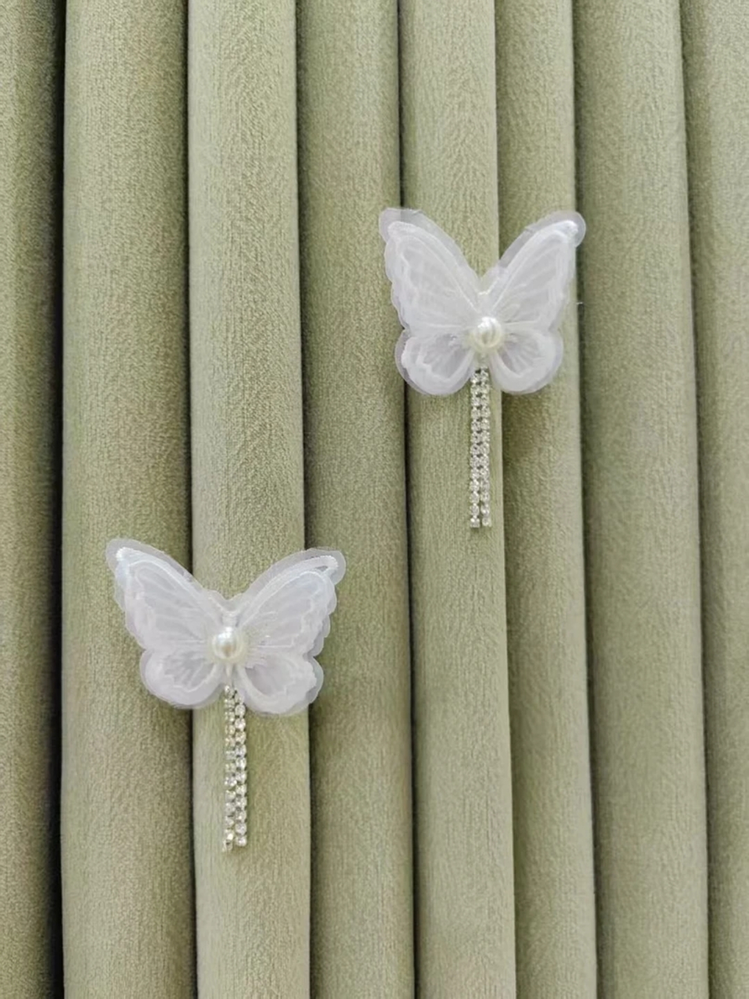 新款窗帘装饰带别针款软蝴蝶钻链