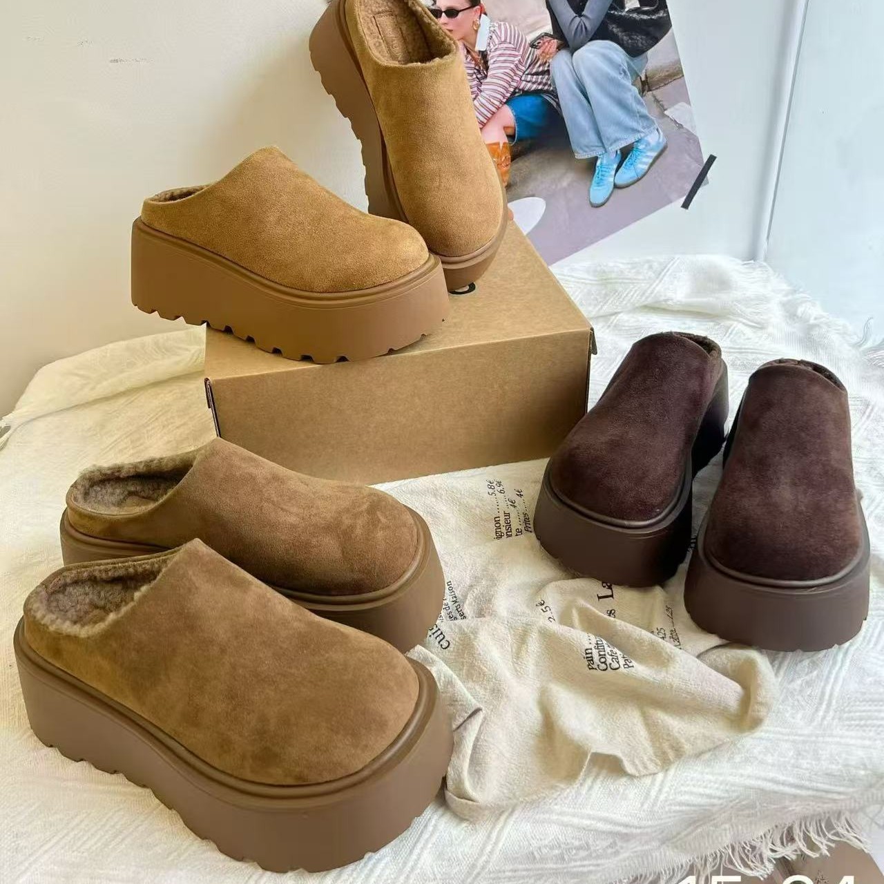 秋冬休闲款法式拖鞋女新款配裙子包头拖鞋15-34