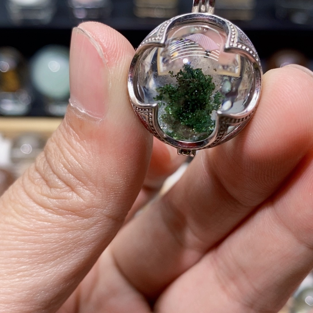 水晶颈饰银S925镶嵌圆球