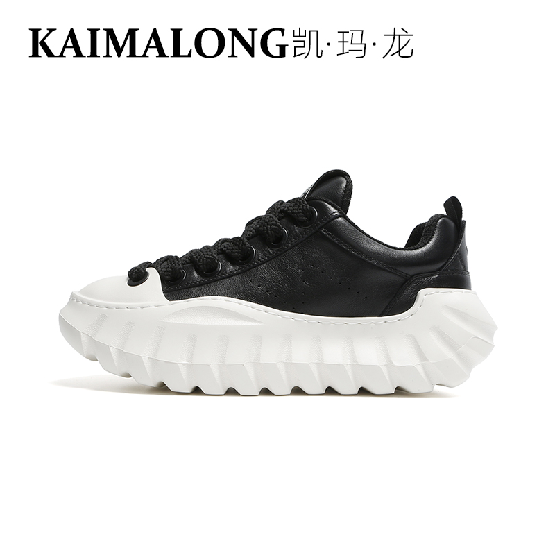 头层牛皮2025春季新款男鞋欧洲站厚底增高老爹鞋男士时尚休闲潮鞋