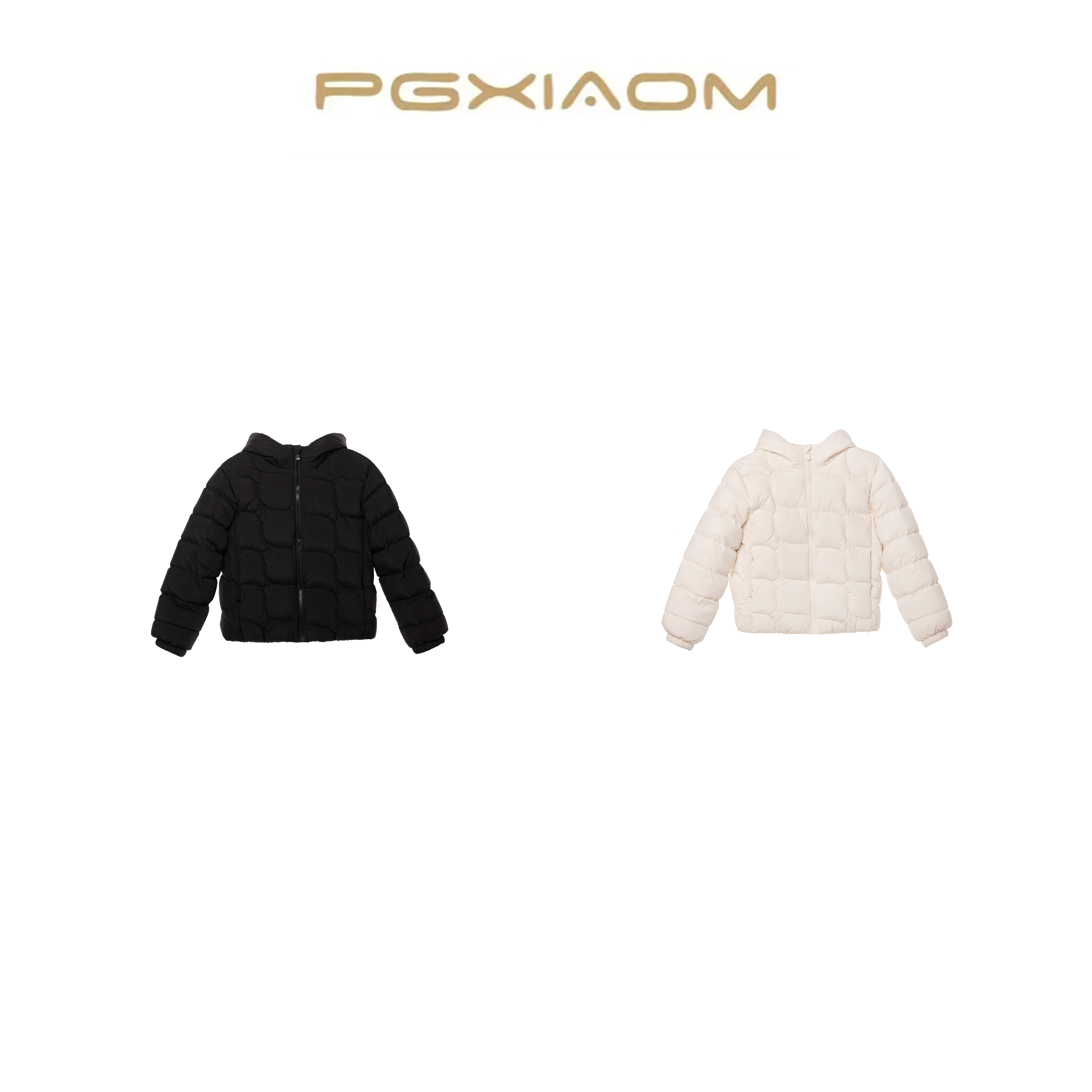 【PGXIAOM】润秀定制米白 黑两色短款连帽羽绒服外套YR4596        
