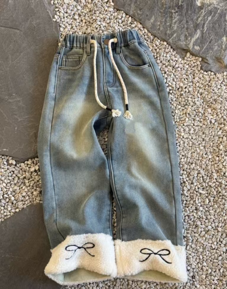 泡妈童装  2024冬季保暖儿童男童女童牛仔裤67103