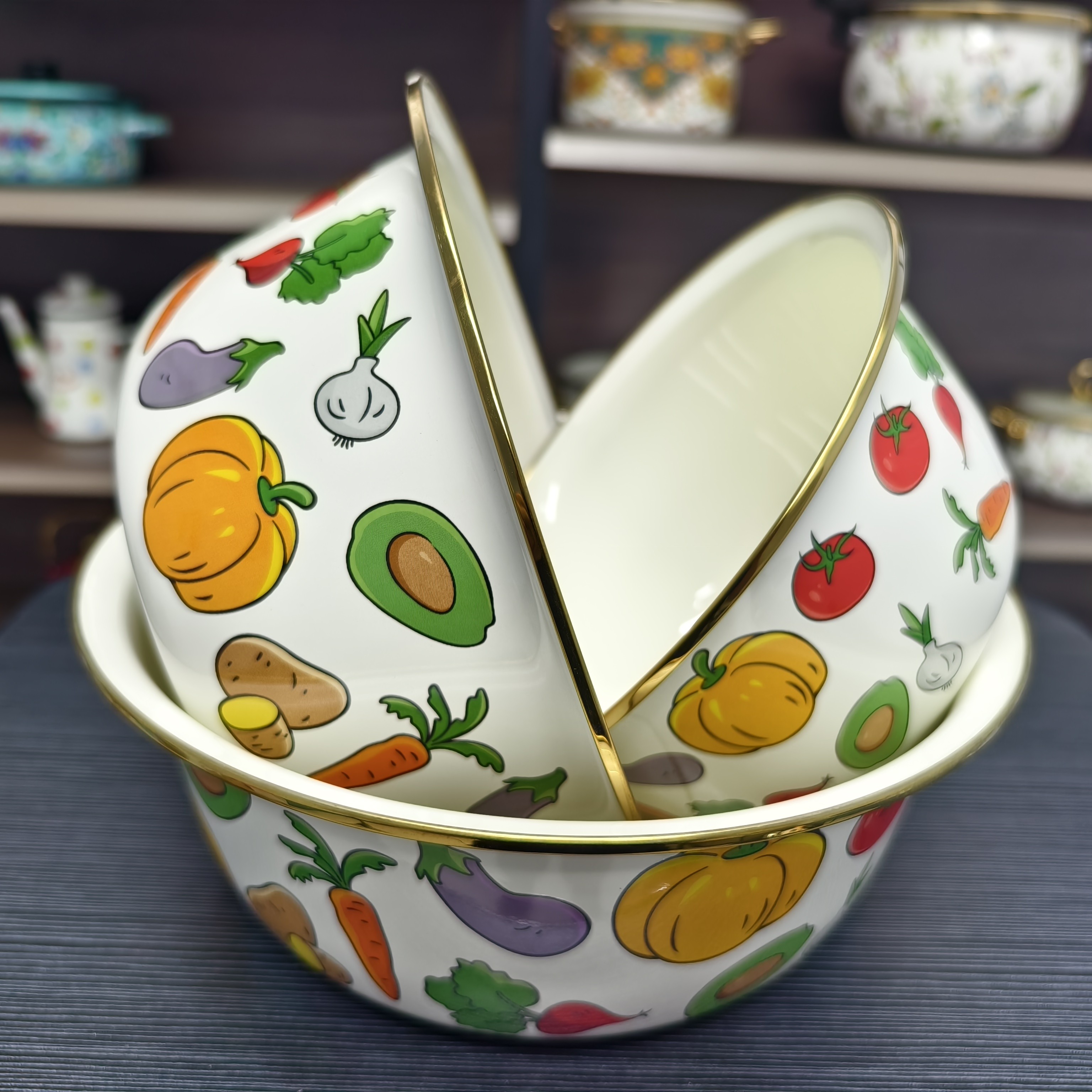 珐琅搪瓷24cm-28cm-32cm拌面盆洗菜盆家用和面盆可加热