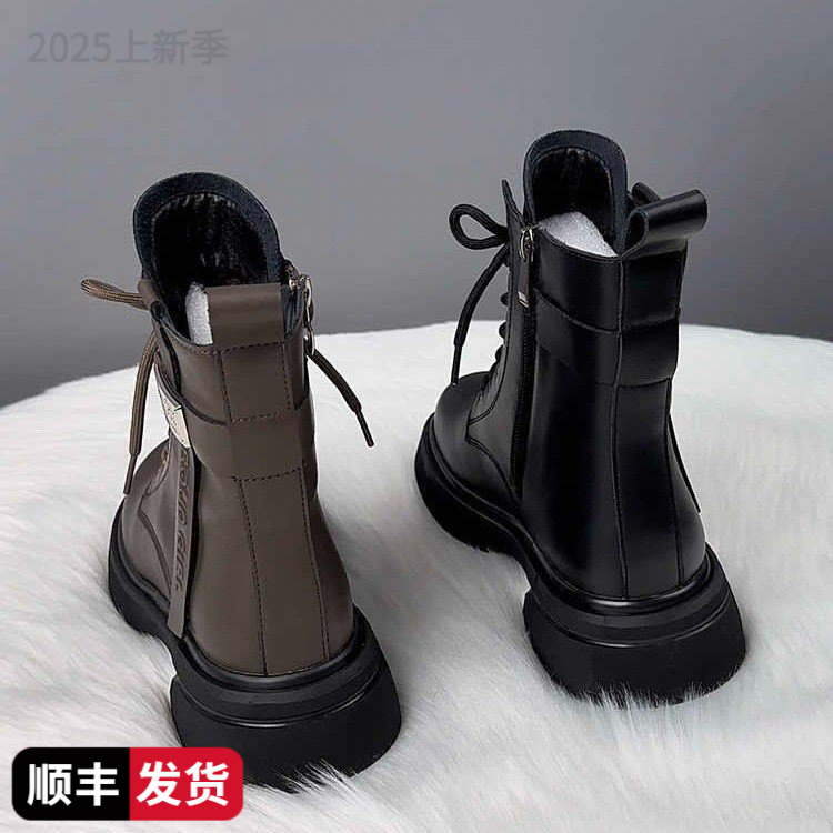 【万达撤柜】马丁靴女款2025秋冬新款厚底显瘦显腿长英伦风时尚加绒