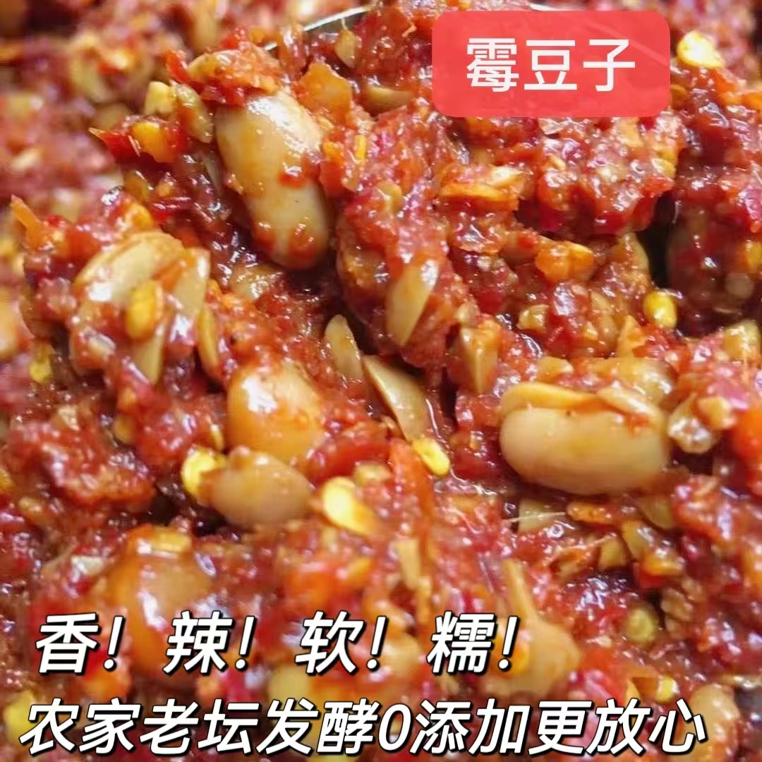湖南永州特产 蓝山特产手工自制香辣霉豆子即食下饭菜500g罐