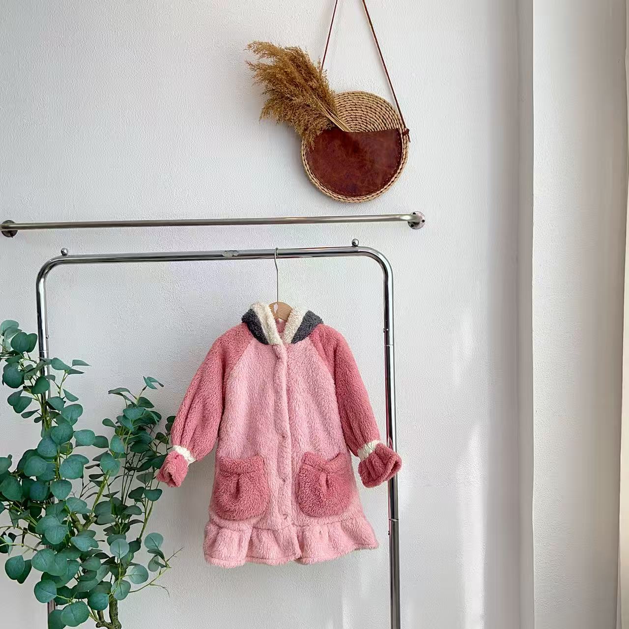 3772丫粉色北极绒双层家居服