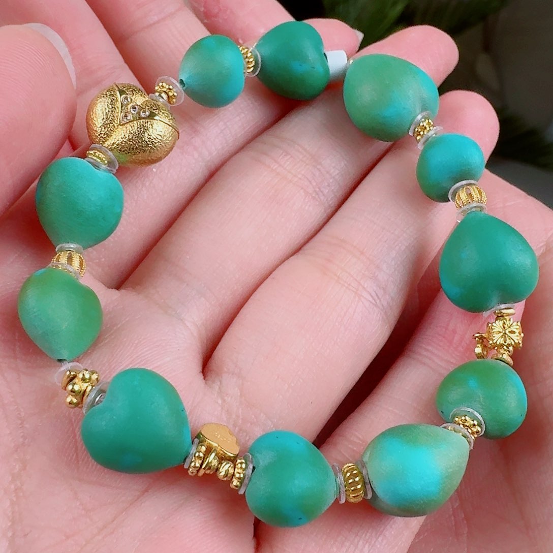 绿松石珠宝奇石18K金镶嵌