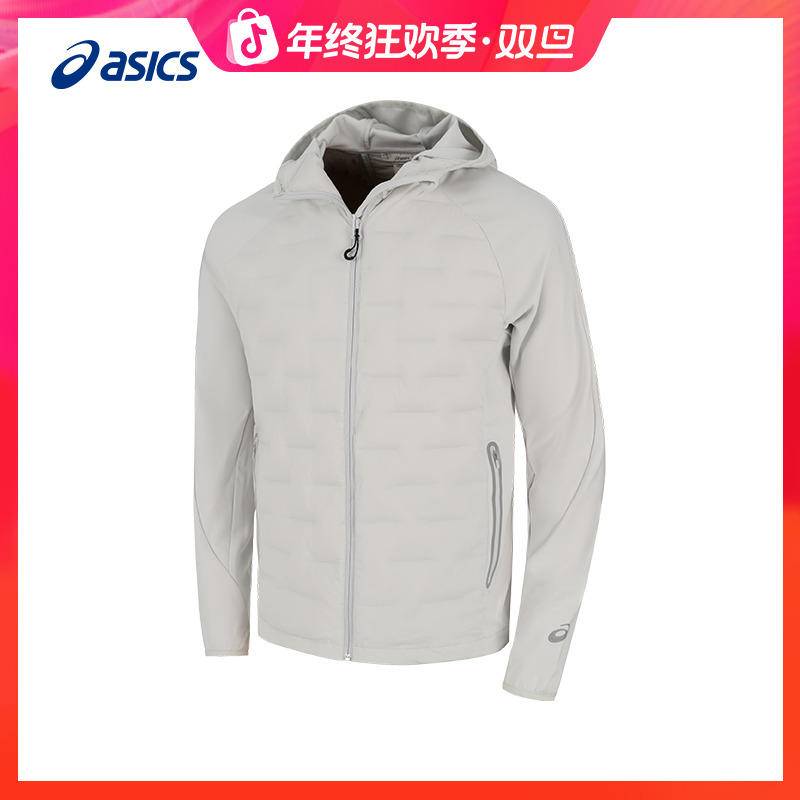 新年战袍ASICS亚瑟士男式跑步拼接羽绒夹克抓绒舒适保暖夹克