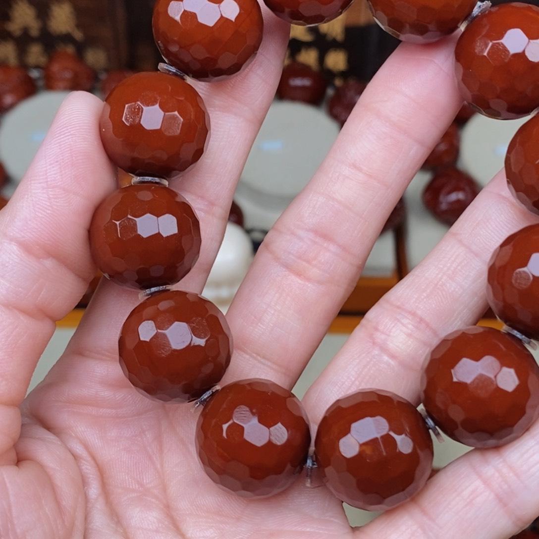 天***）橄榄核吊坠钻面光珠