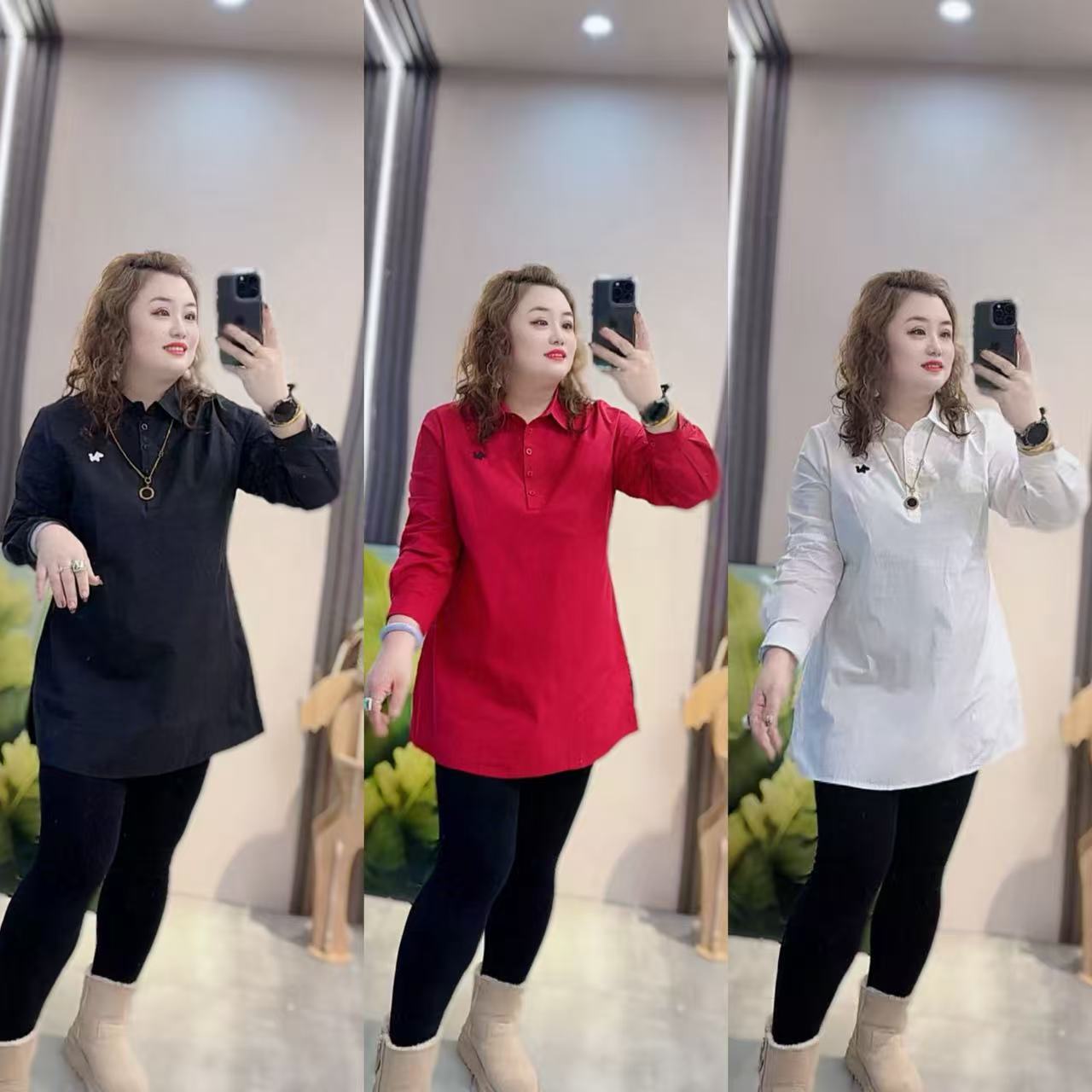 2921（丹姐家）衬衫洋气重工中长版衬衫刺绣设计侧开叉百搭衬衣