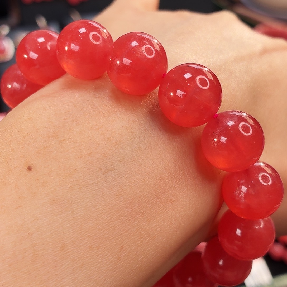 菱锰矿（红纹石）未镶嵌手串13mm67.4g