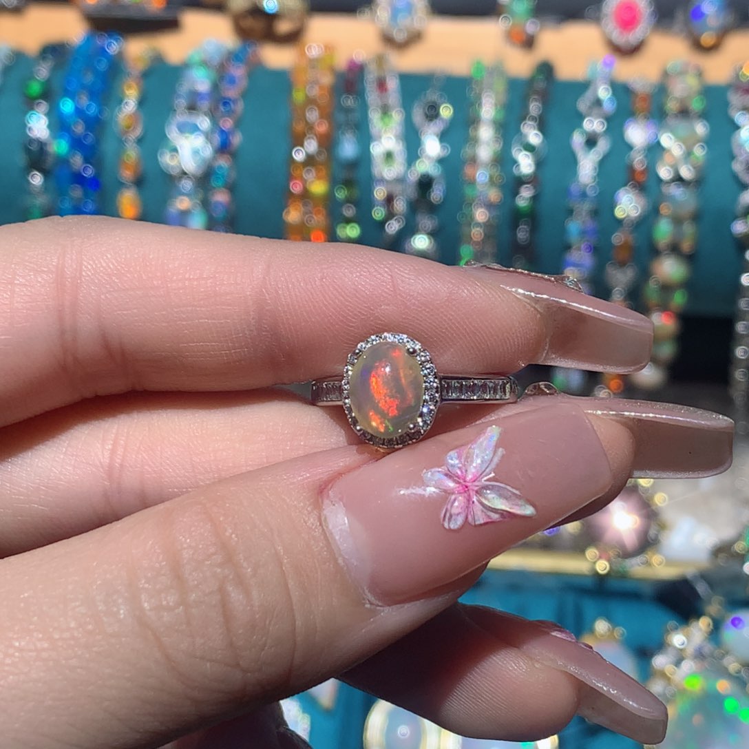 欧泊戒指银S925镶嵌福利