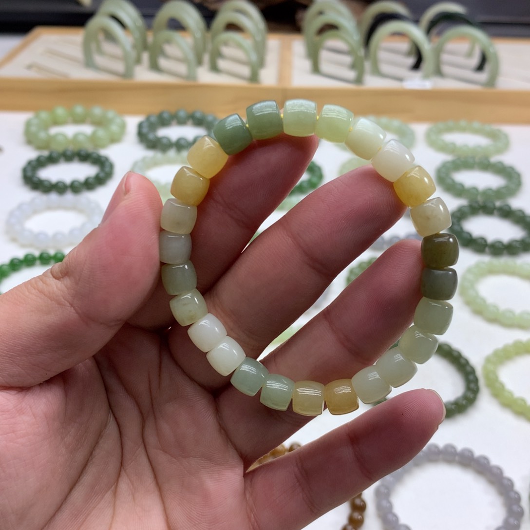 和田玉手串（直切多宝8）未镶嵌