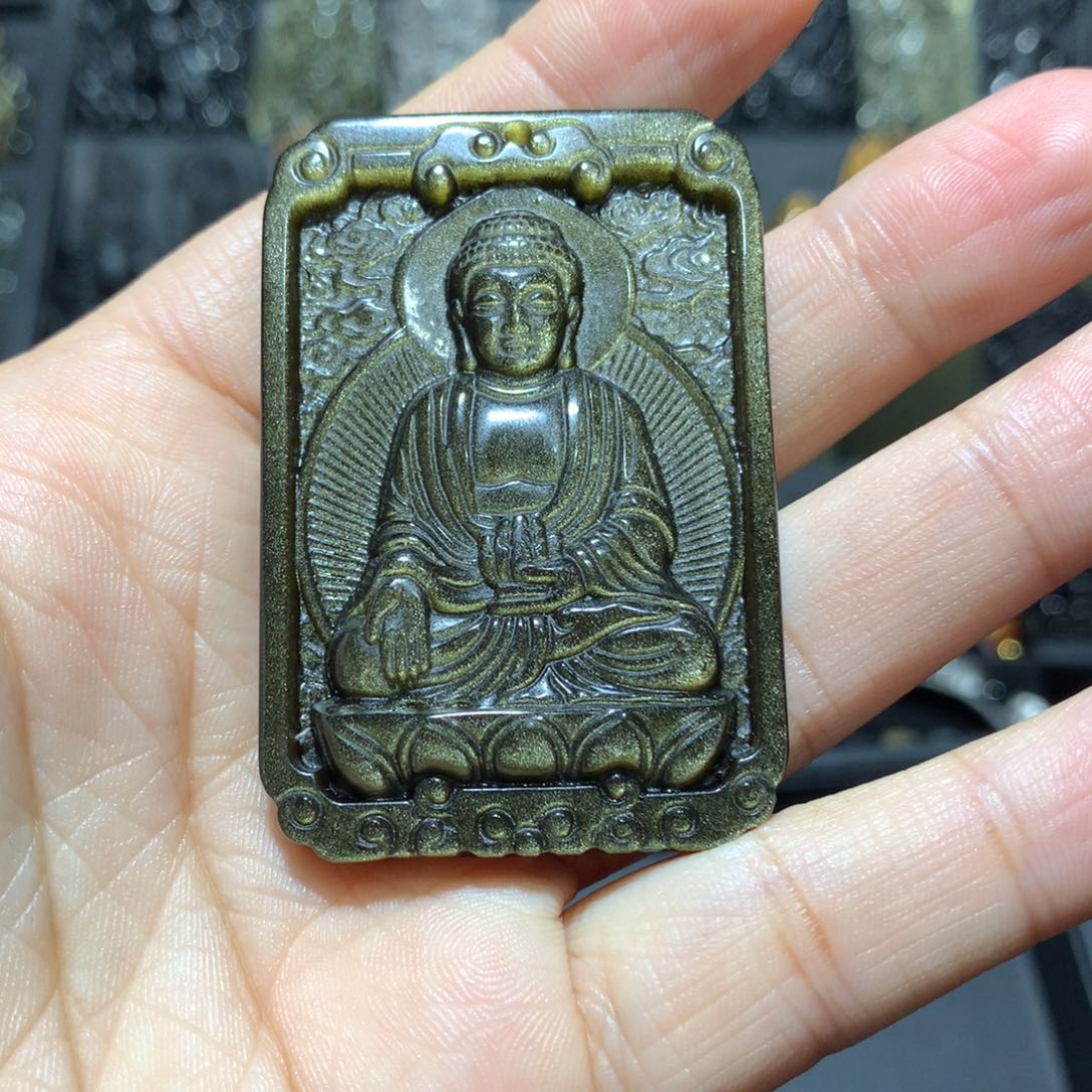 黑曜岩吊坠(赠链)未镶嵌枭*