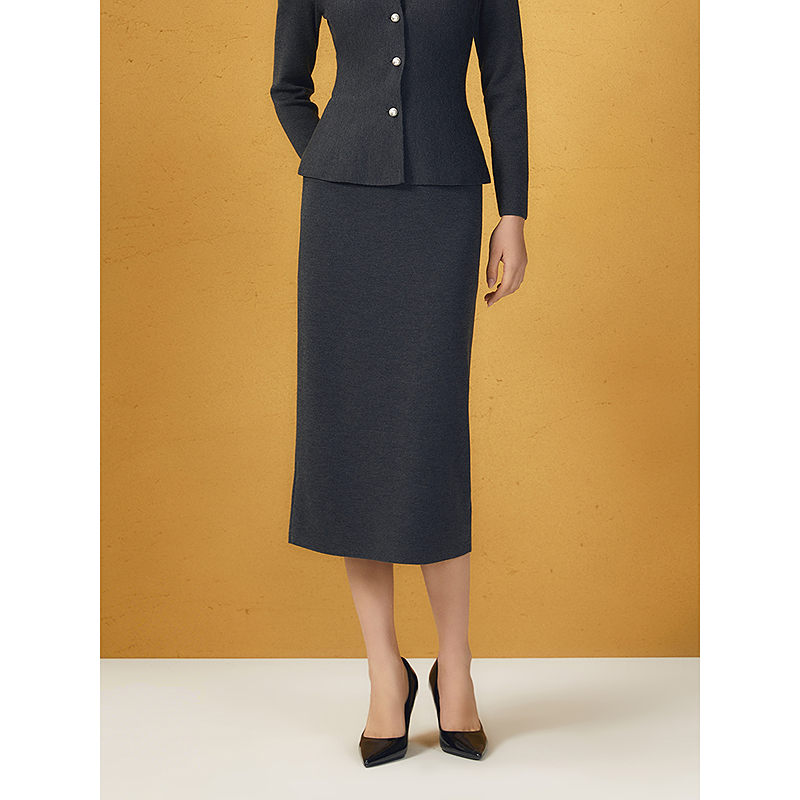 Song of Song歌中歌2025秋季新灰色赫本风优雅半裙5C65306026