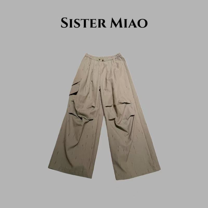 SISTER MIAO•褶皱大兜工装裤