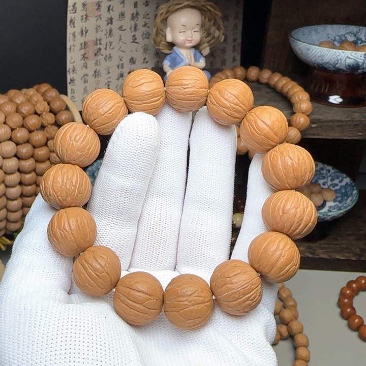 猴头核桃手串原皮原色聚宝盆 干刷打底