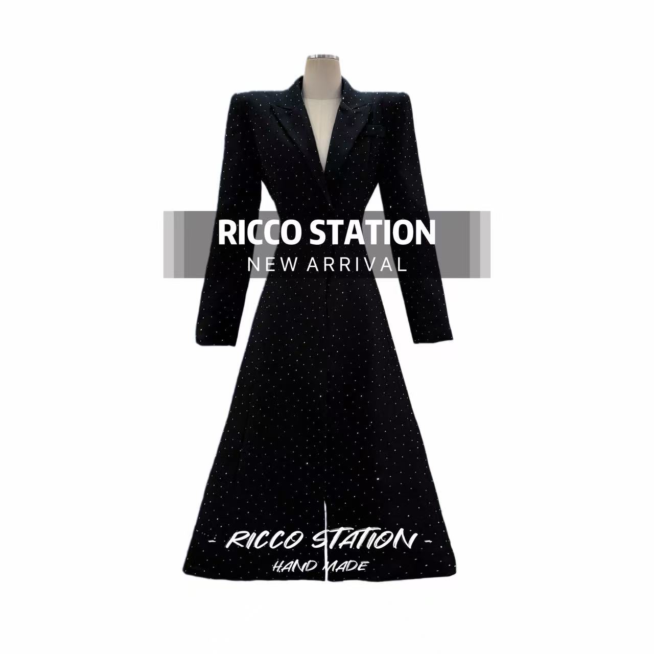 陈腰精CC设计师款重工烫钻西装款风衣加厚轻奢风名媛风网红炸街潮