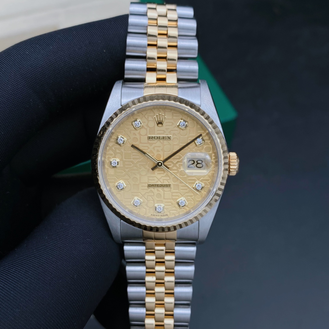 99新 Rolex/劳力士 日志16233/金盘/机械男表/表径36mm
