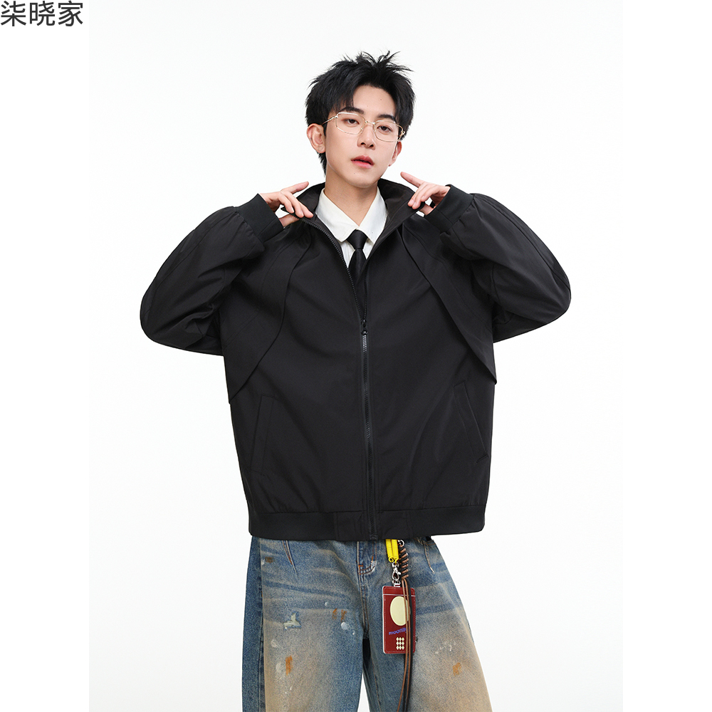柒晓家秋冬季美式立领三防纯色飞行服夹克JK371休闲男士春秋百搭