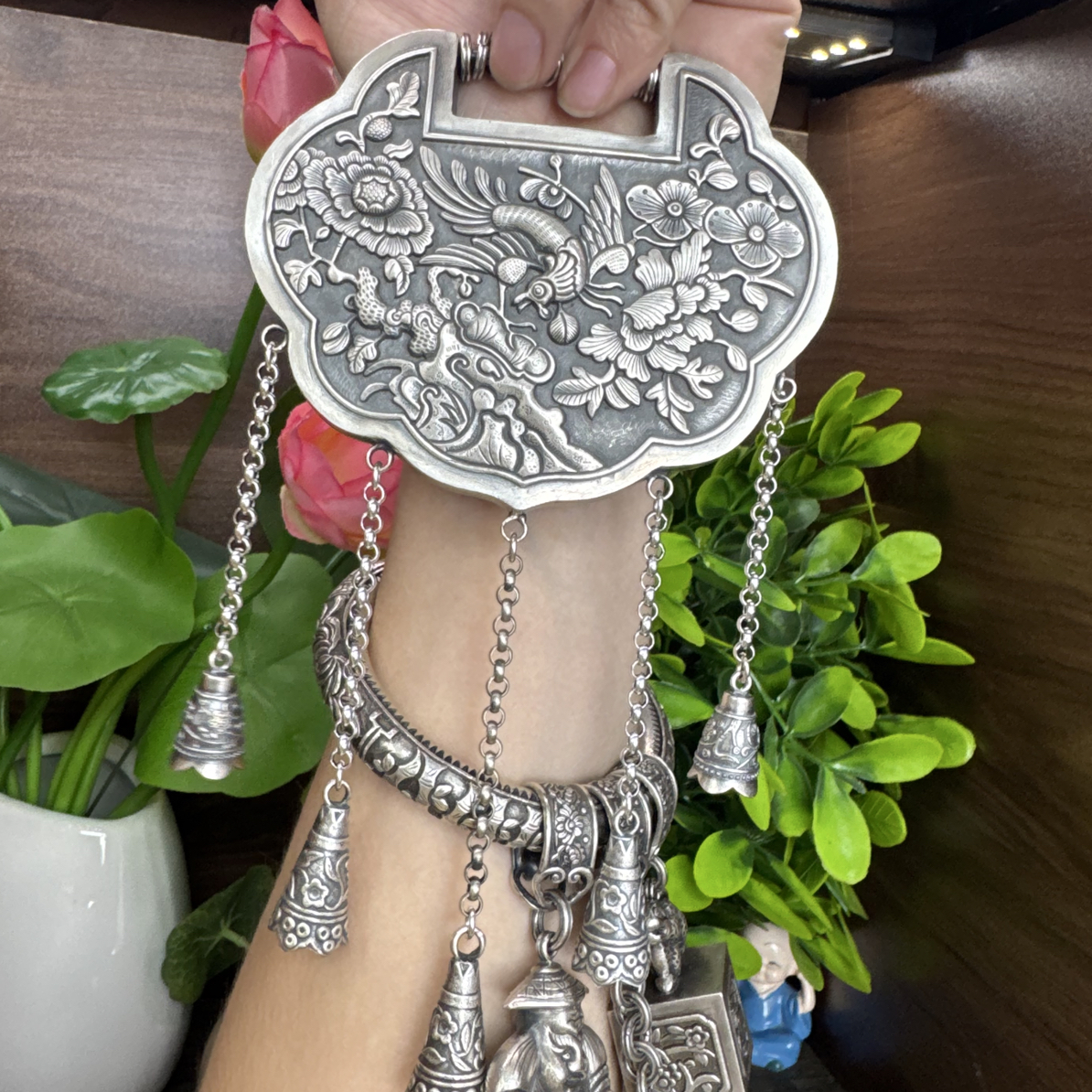 吊坠足银 小郑银饰纯手工发簪