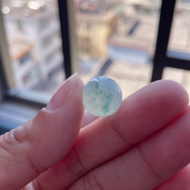 天然缅甸翡翠圆珠-特色冰飘花