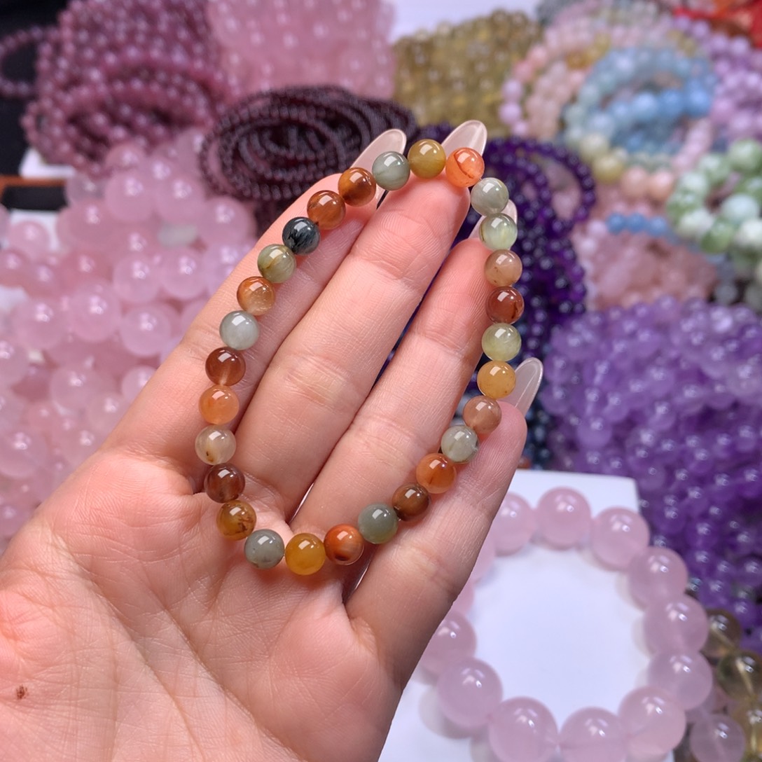 水晶手链未镶嵌Q*I高品彩兔毛卡6.5