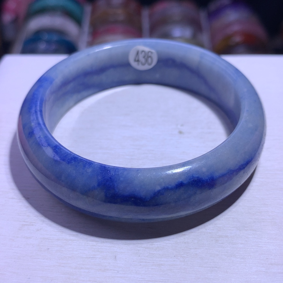 水晶手镯银S925镶嵌蓝线58.3圈436