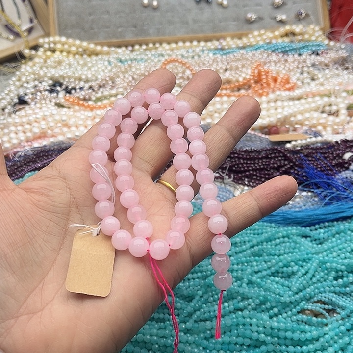 玛瑙/玉髓珠宝半成品未镶嵌一条8mm粉晶