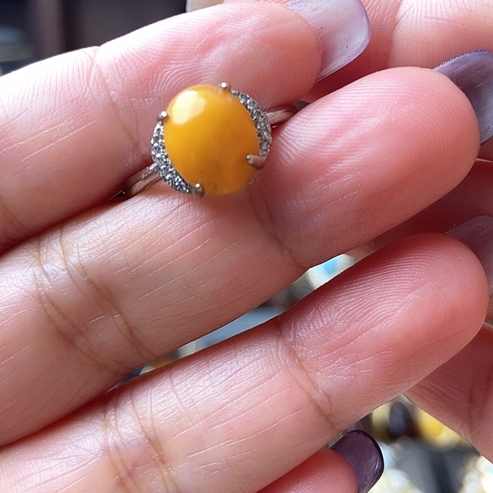 琥珀戒指未镶嵌戒指