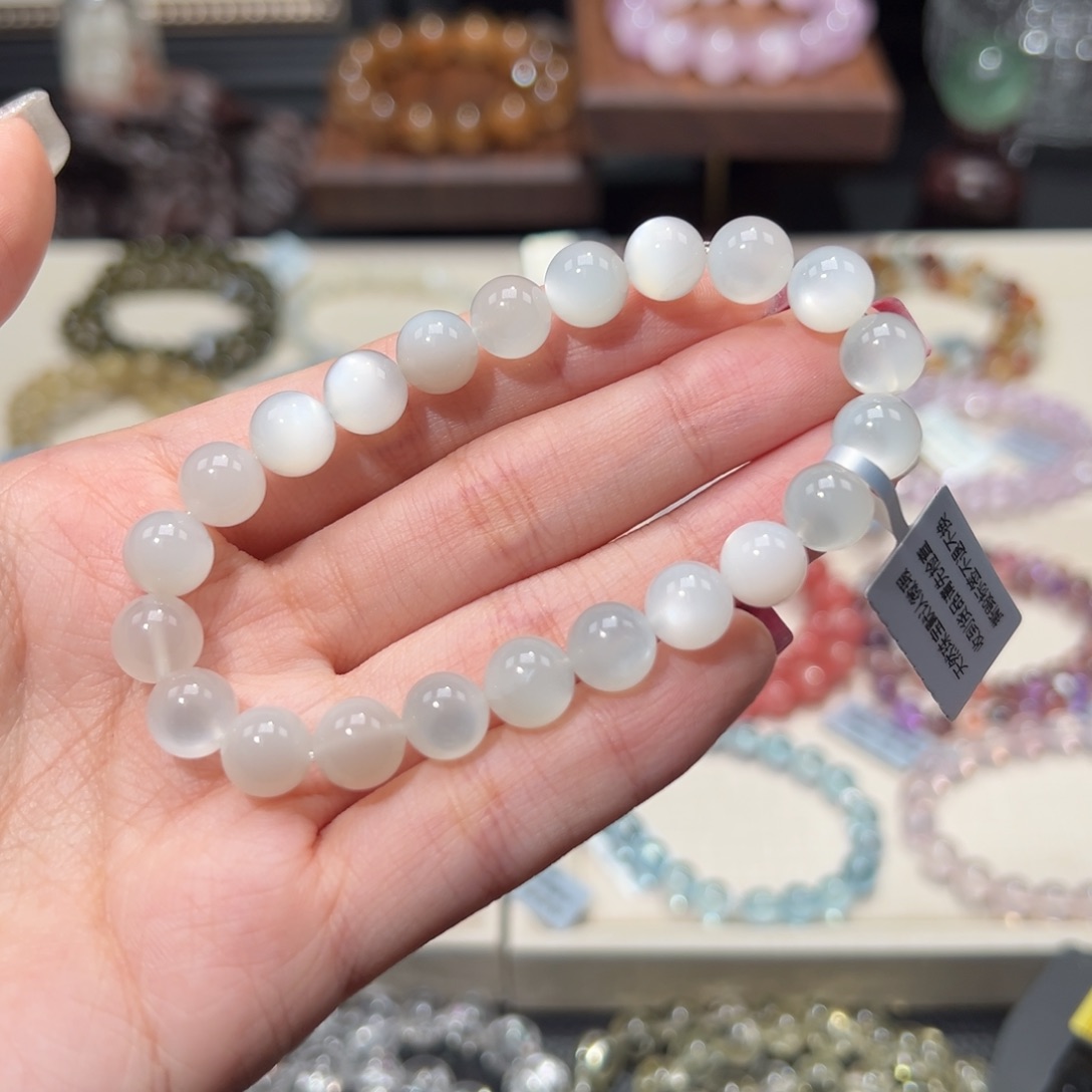 月光石手串未镶嵌8m天花板高品白月光