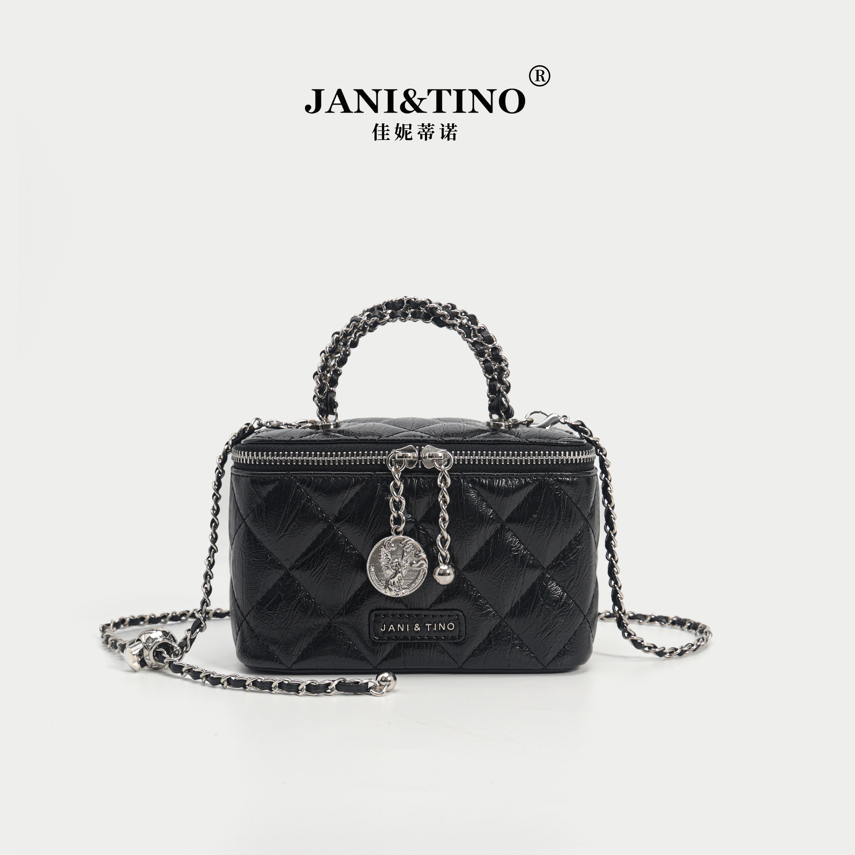 JANITINO/佳妮蒂诺姗姗家当季新款单肩包时尚手提包6307绣线黑
