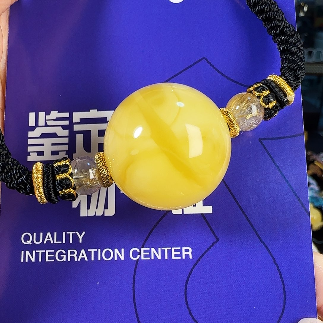 蜜蜡未镶嵌裸石28.1mm蜜蜡锁骨珠