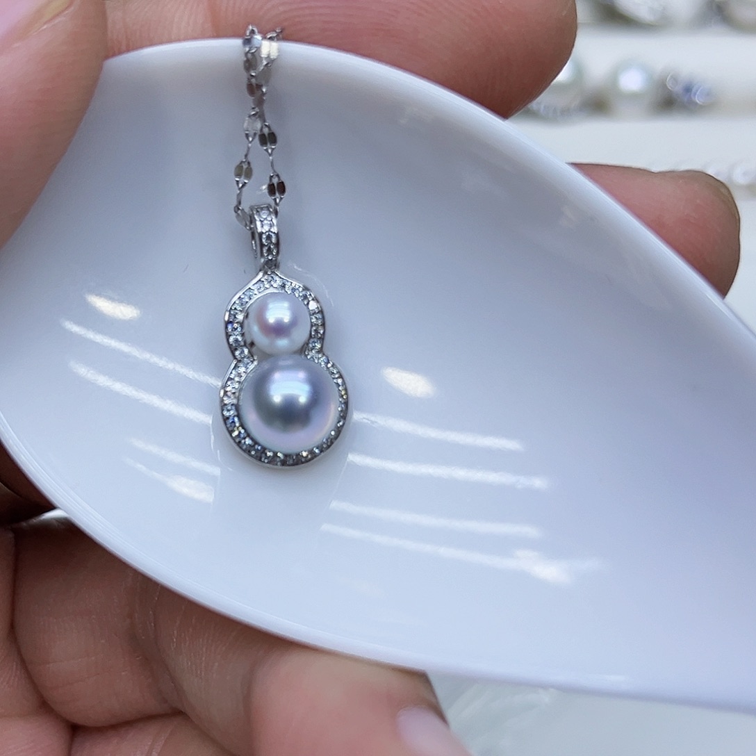 海水珍珠银S925镶嵌颈饰