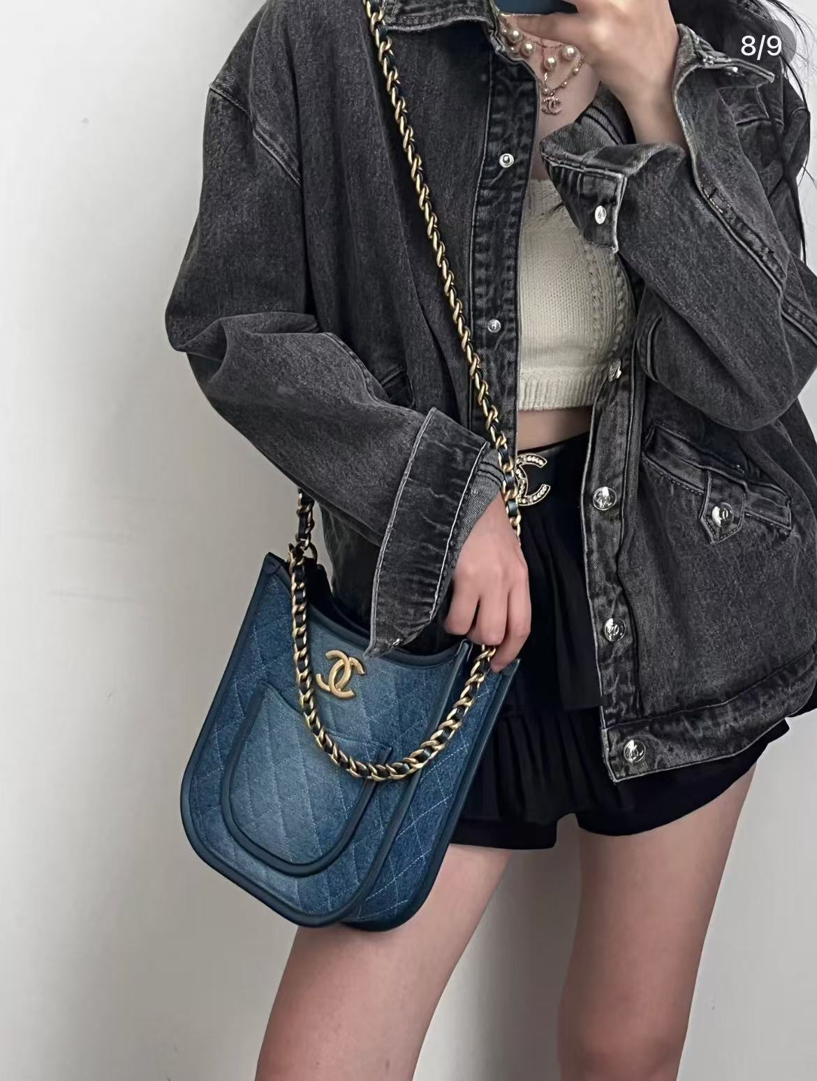 95新 Chanel/香奈儿 展会外场   24s牛仔hobo包