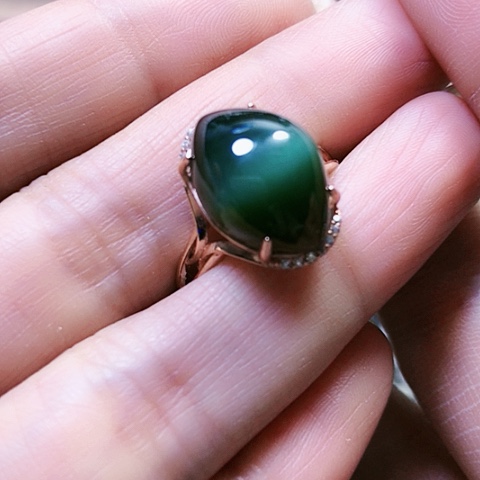 和田玉戒指银S925镶嵌