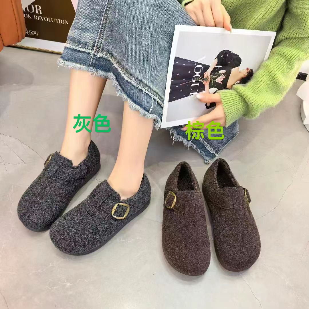 小皮匠317加绒加厚勃肯鞋秋冬保暖时尚简约一脚蹬休闲鞋女加绒棉