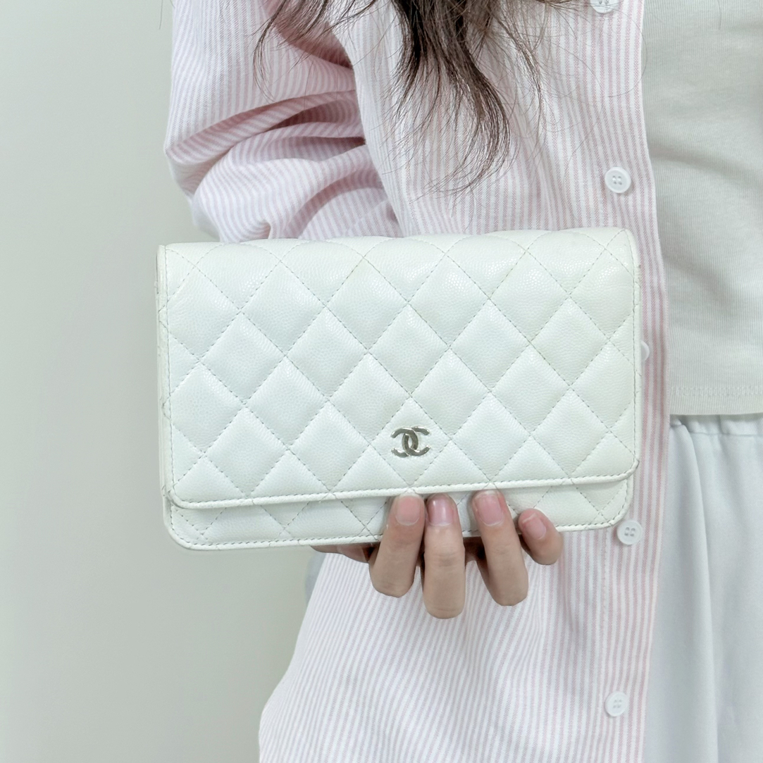 95新 Chanel/香奈儿 白金荔枝皮Woc发财包