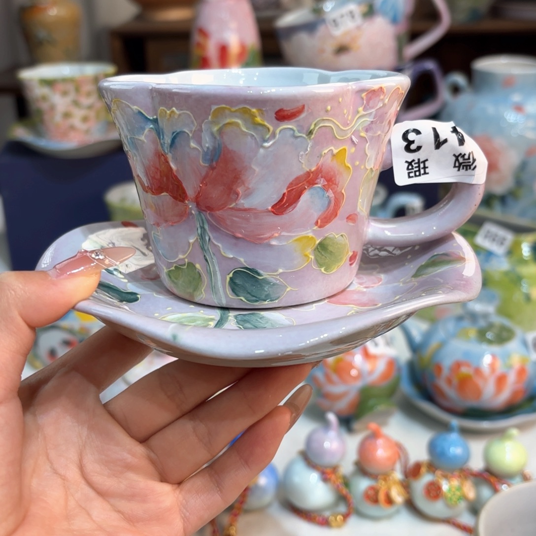 景德镇手绘高温釉下彩陶瓷茶具