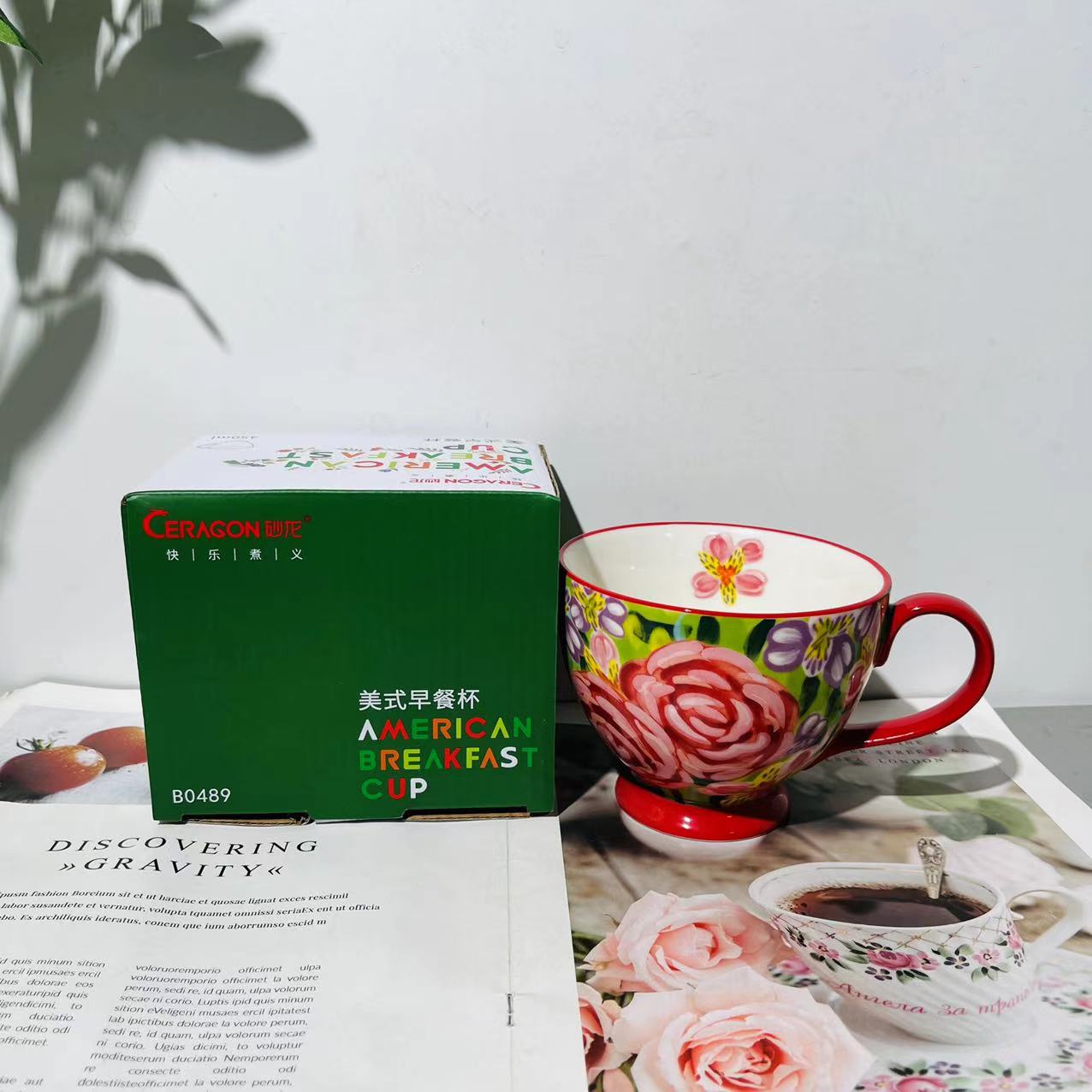 田园风光-玫瑰花早餐杯