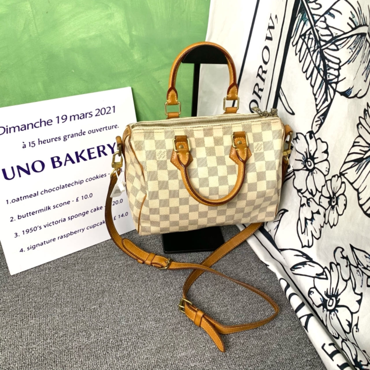 95新 LouisVuitton/路易威登 LV白棋盘格/路易威登波士顿肩带款