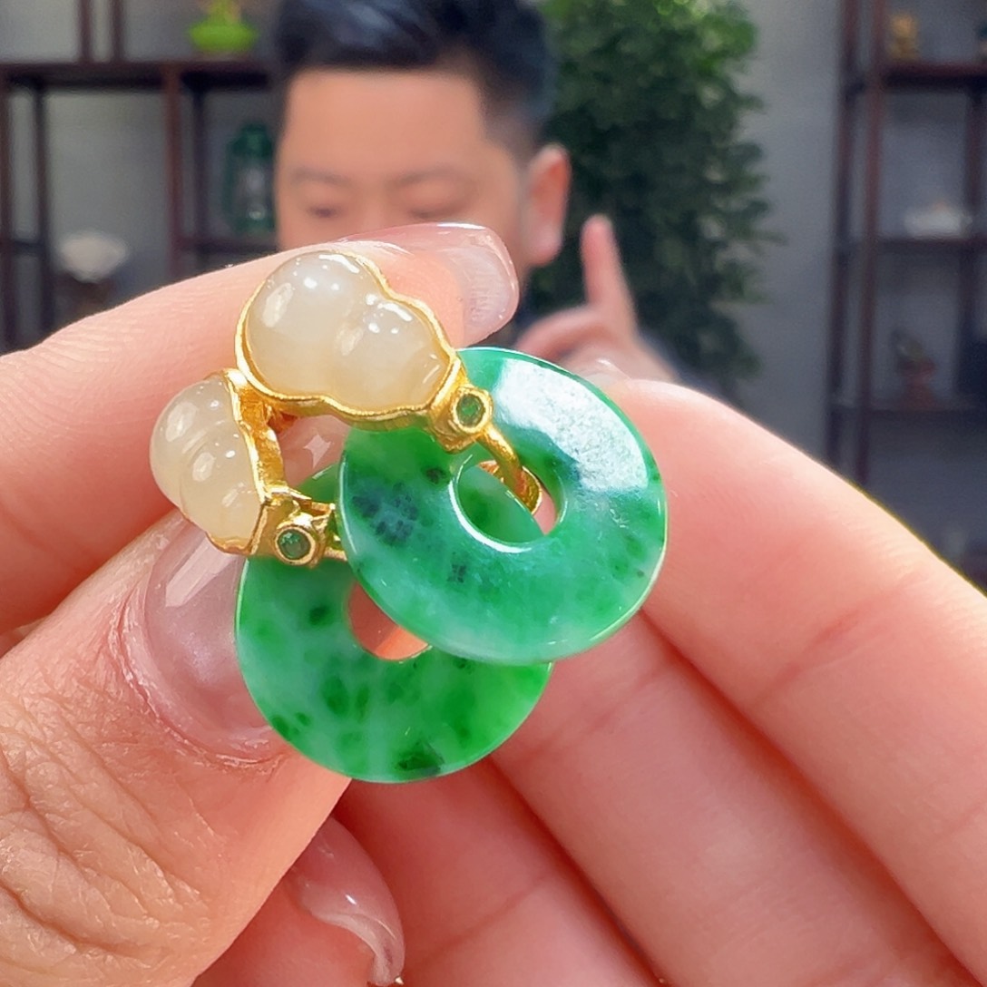 翡翠耳饰银S925镶嵌耳环28