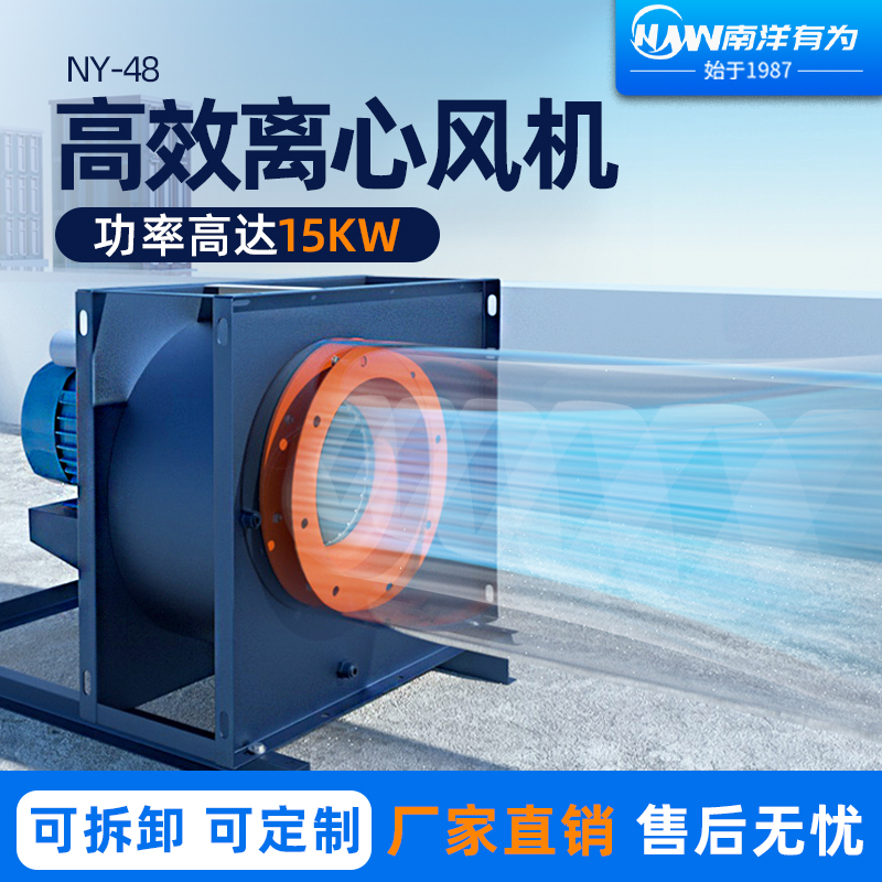 南洋有为NY48商用通风换气高压抽风机 工业新风系统大吸力排风机