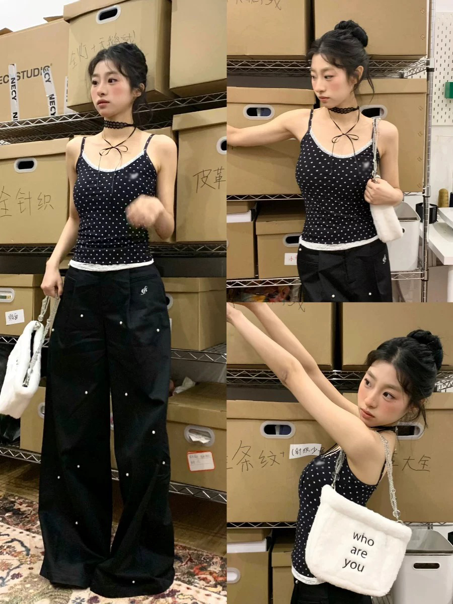 （褔利32）蕾丝波点吊带