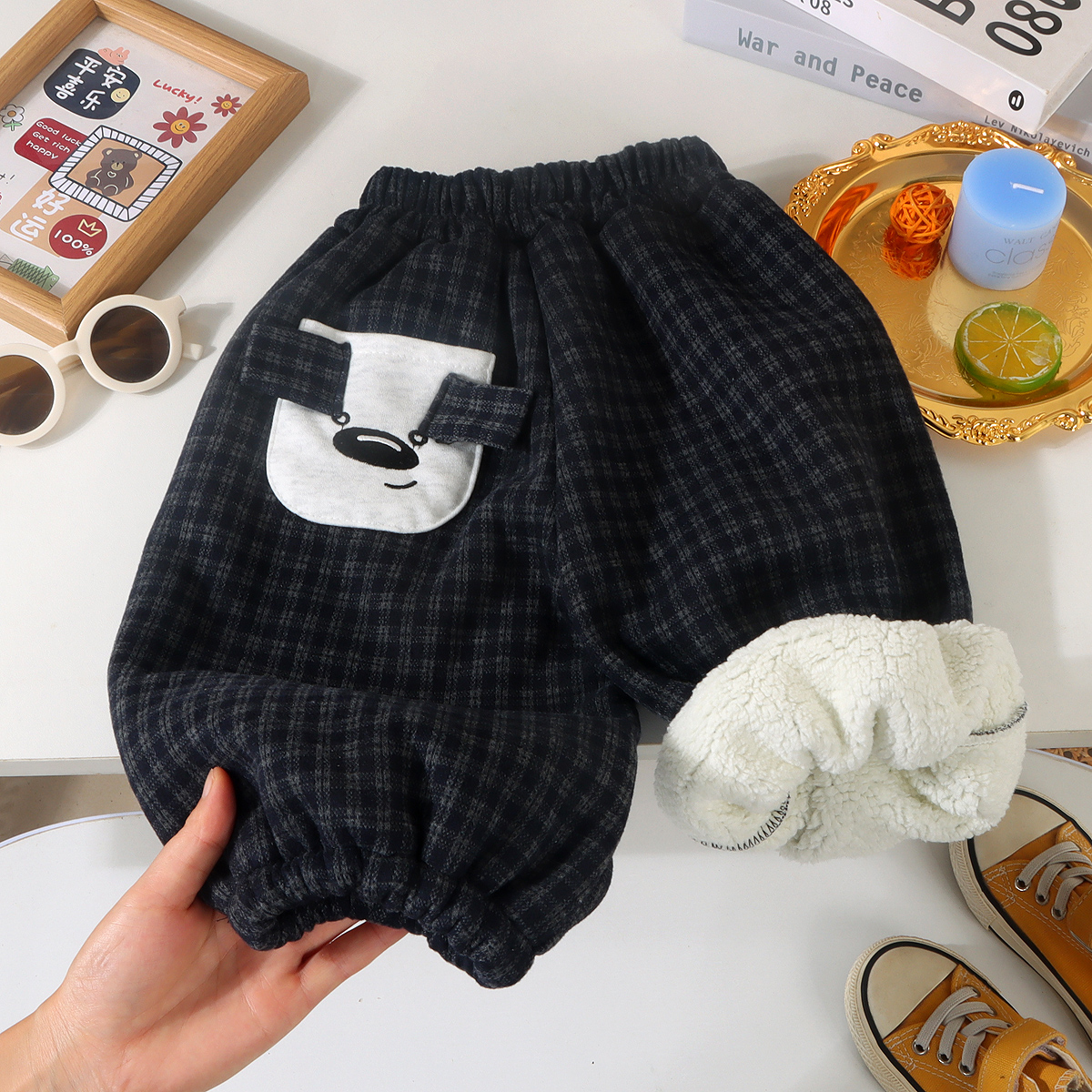 ［加绒／不加绒］格子裤子男女童时髦洋气格子宽松冬天灯笼裤