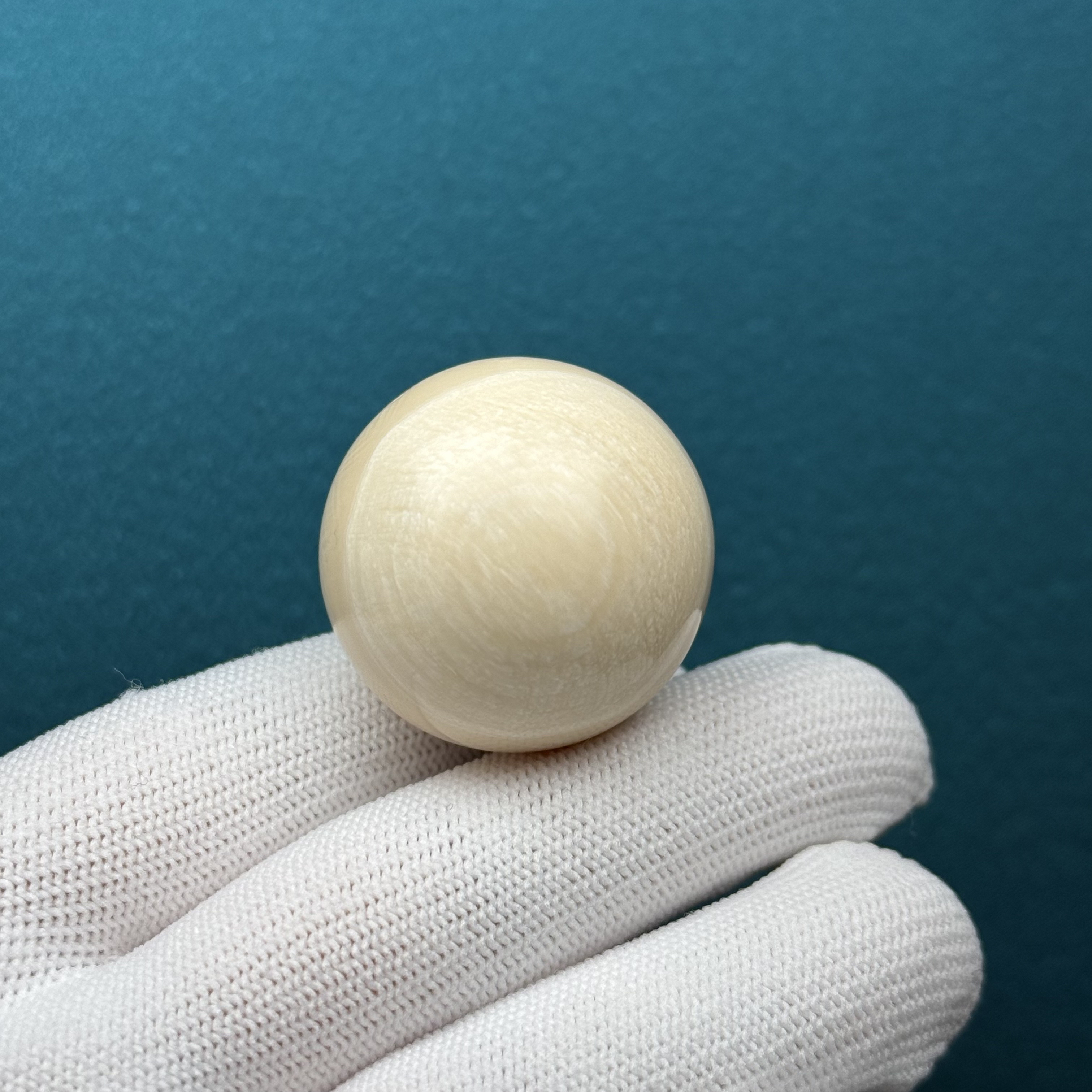 D46-85天然猛犸牙 芝士皮圆珠30mm支持复检假一罚十